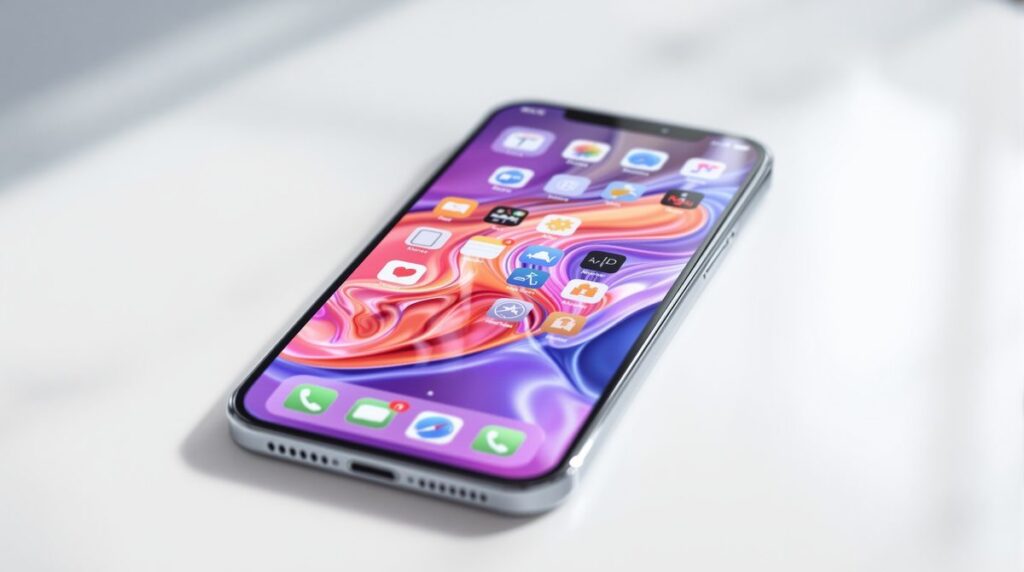 iPhone mit Apple iOS 26 Homescreen und Liquid Glass Design