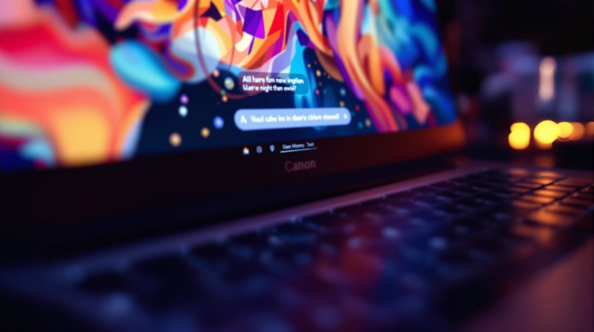 Laptop-Bildschirm zeigt ChatGPT-Interface mit KI-generiertem Bild und sichtbarem Prompt-Eingabefeld