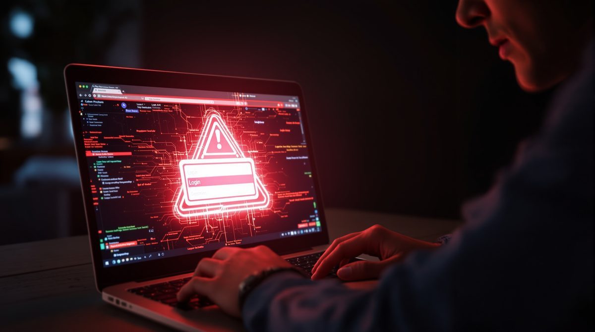 Risiken von Instagram Story Viewer Drittanbieter-Tools – verdächtige Login-Seite auf Laptop