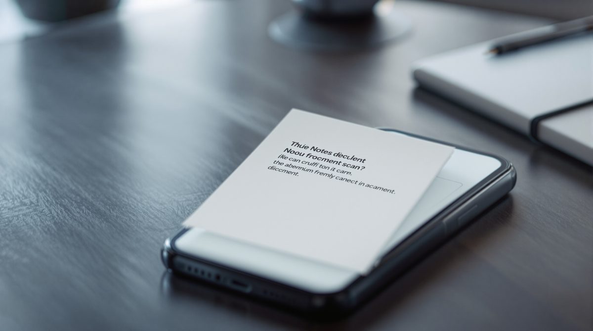 iPhone-Bildschirm zeigt die Notizen-App mit einem gescannten Dokument