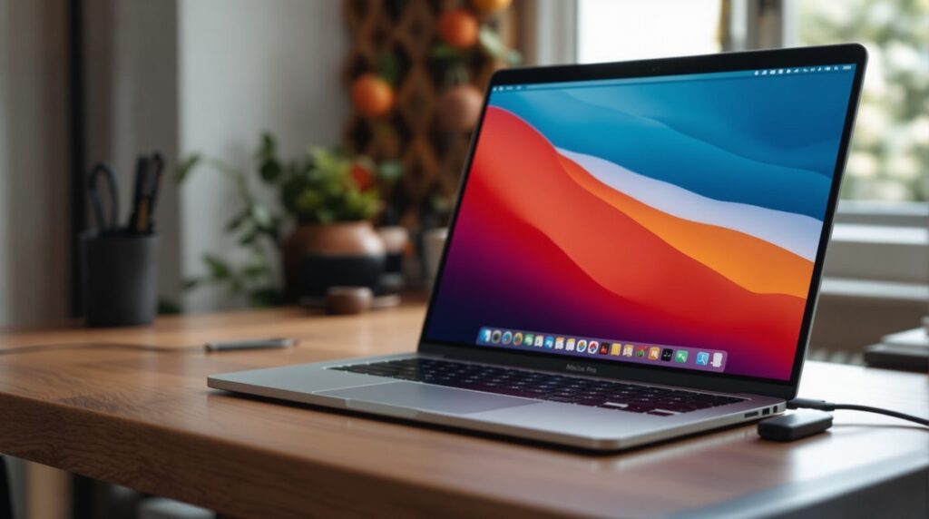 Älteres MacBook mit macOS Ventura auf dem Bildschirm — installiert mit dem OpenCore Legacy Patcher
