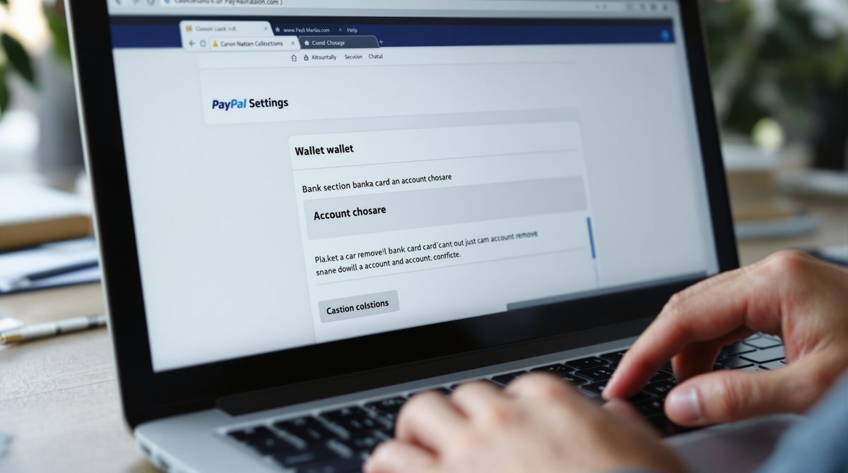 PayPal-Kontoeinstellungen auf Laptop-Bildschirm mit Schließen-Option