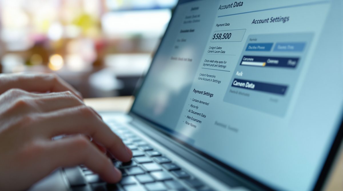 Detailaufnahme beim Bearbeiten von Kontodaten in einem Online-Zahlungsdienst