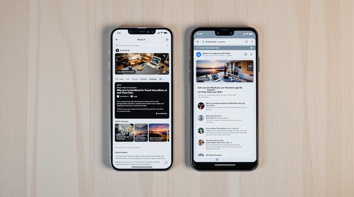 iPhone und Android-Smartphone nebeneinander mit Full-Page-Screenshot-Vorschau auf dem Display