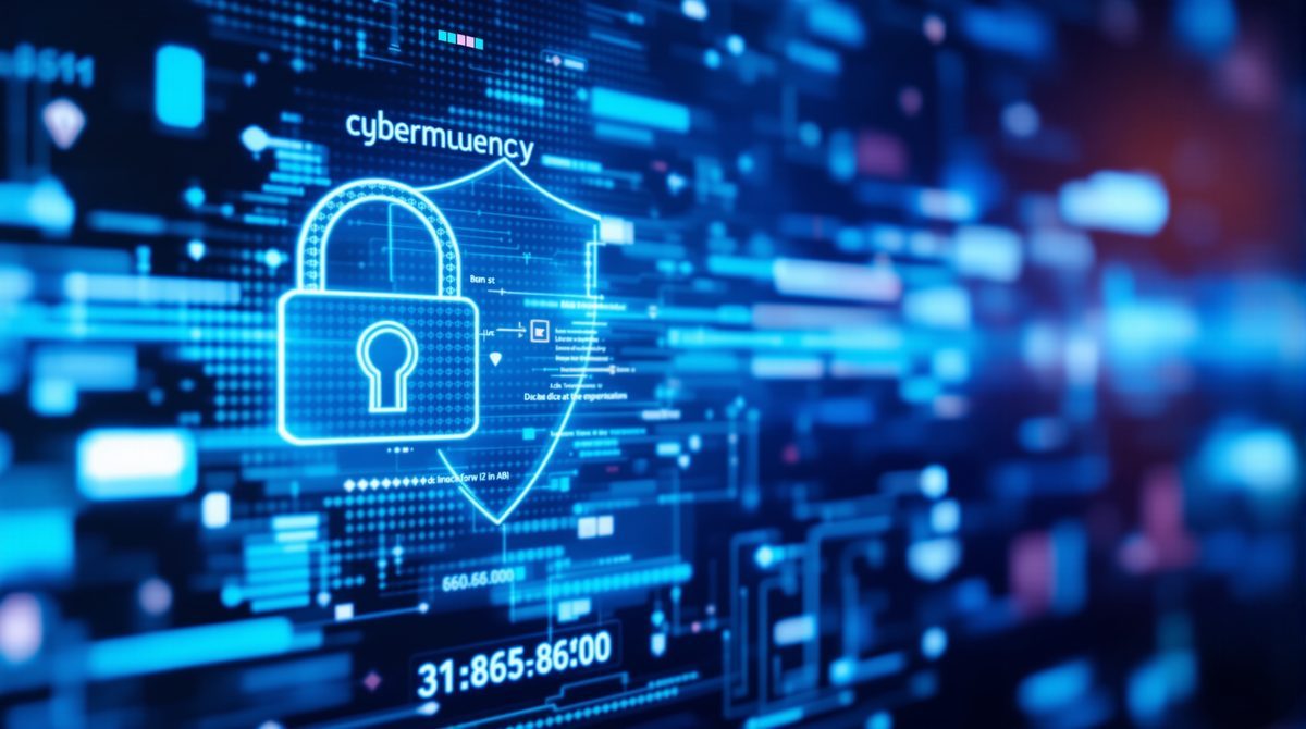 Sicherheit beim SMS-Empfang online – Schutzschild und Schloss auf digitalem Interface