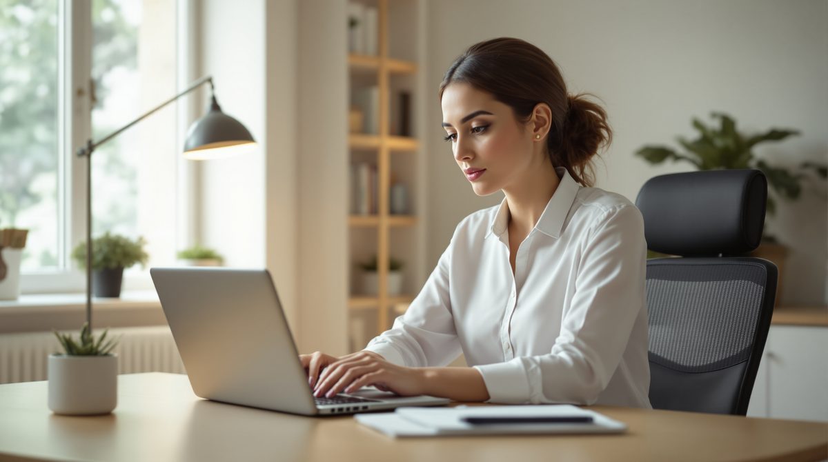 Frau am Laptop erkundet neue soziale Netzwerke als Twitter-Alternative