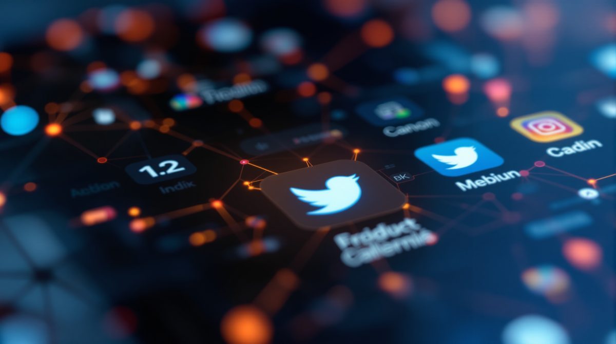 Smartphone zeigt verschiedene Social-Media-Plattformen als Twitter-Alternativen im Vergleich