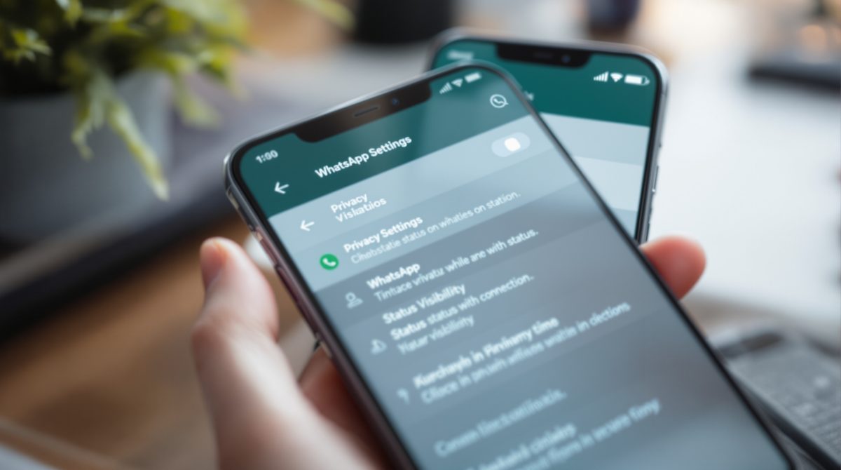 Detailansicht der WhatsApp Datenschutz-Einstellungen für den Status auf einem Smartphone-Display