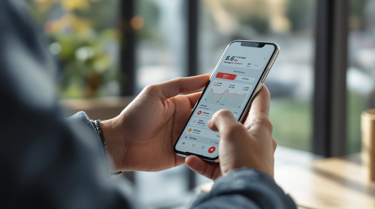 Smartphone zeigt Sendungsverfolgung einer Worldtech Client Lieferung