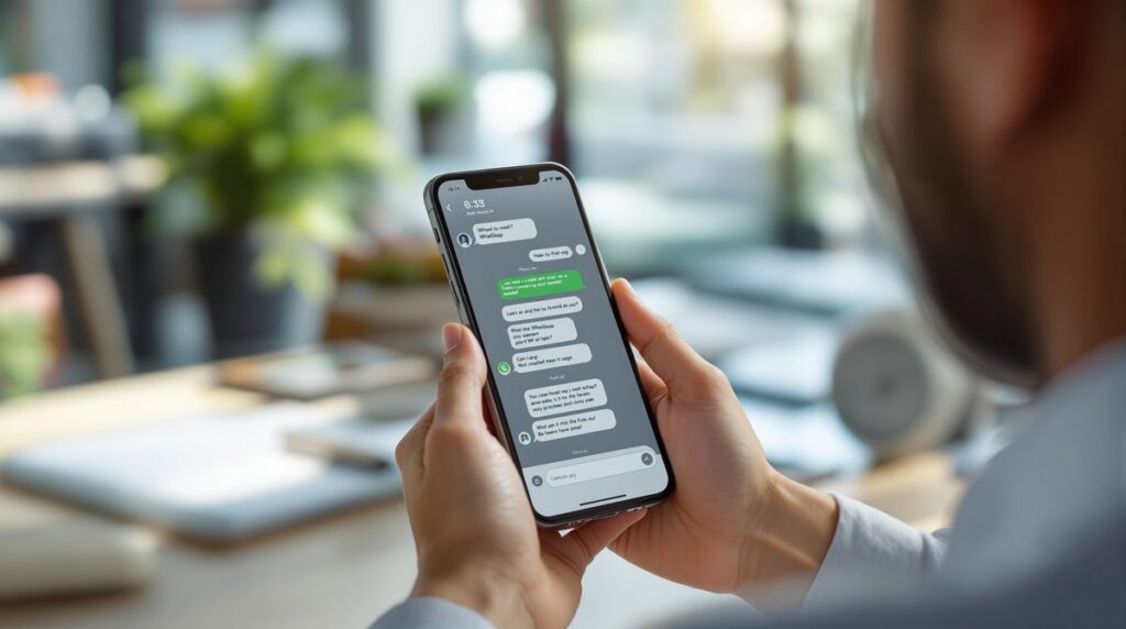 WhatsApp-Chatbot auf Smartphone im Unternehmenseinsatz